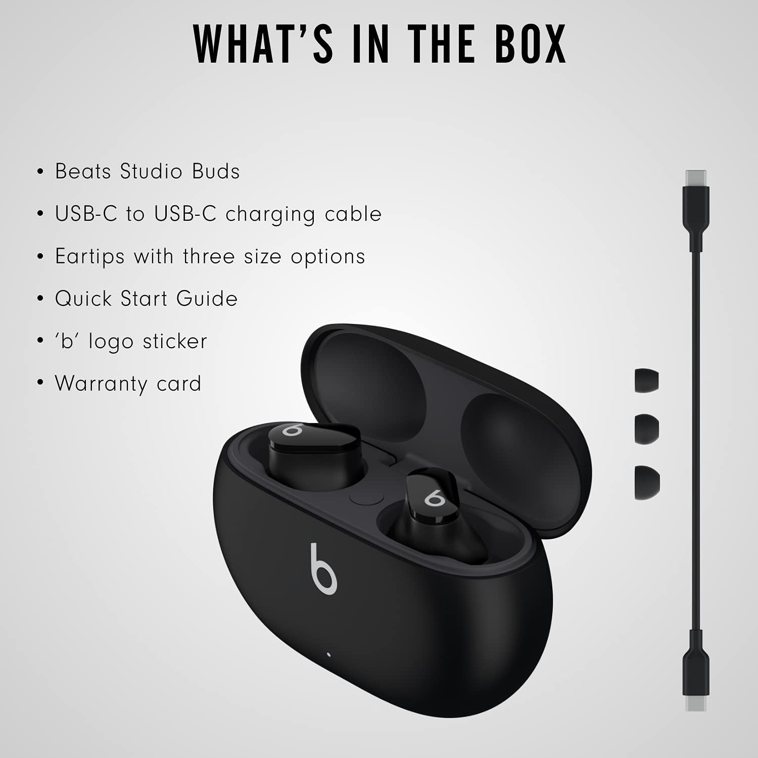 Studio Buds - True Wireless Noise Cancelling Earbuds - Compatible with Apple & Android, Built-In Microphone, IPX4 Rating, Sweat Resistant Earphones, Class 1 Bluetooth Headphones - Black