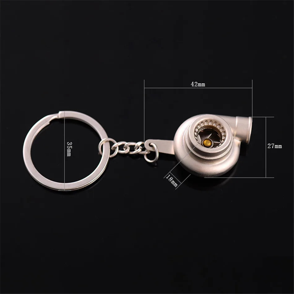 Mini Turbo Turbocharger Keychain Spinning Turbine Key Chain Ring Keyring Keyfob Car Keyring Car Interior Accessories